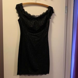 Guess off the shoulder black lace cocktail dress